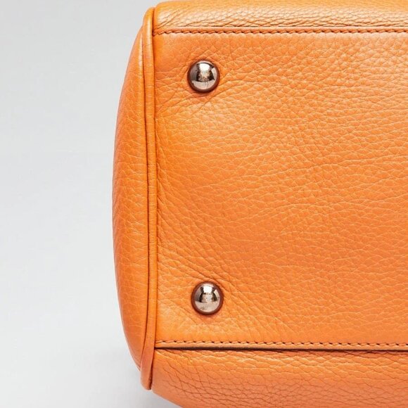 Gucci Orange Pebbled Leather Medium Bamboo Shopper Tote Bag - Picture 11 of 12